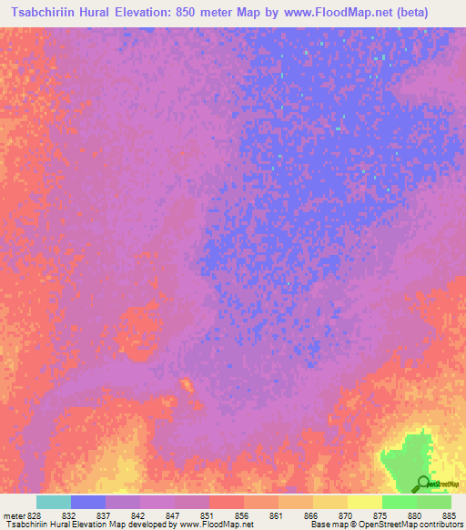 Tsabchiriin Hural,Mongolia Elevation Map