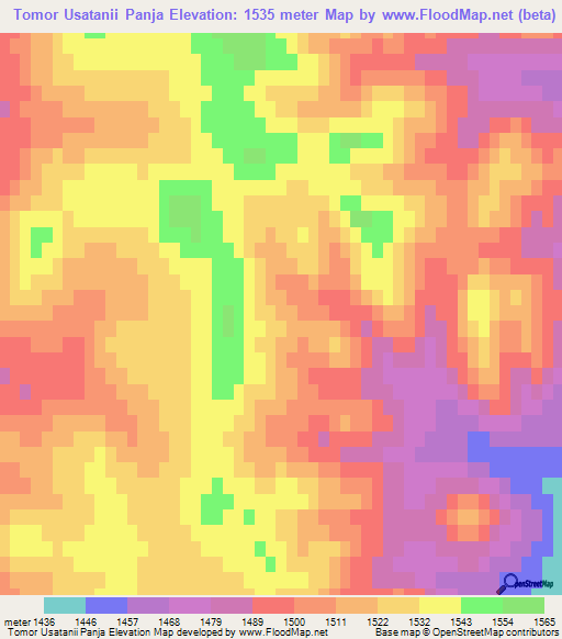 Tomor Usatanii Panja,Mongolia Elevation Map