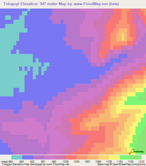 Tologoyt,Mongolia Elevation Map
