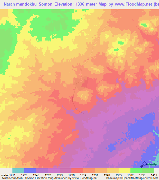 Naran-mandokhu Somon,Mongolia Elevation Map