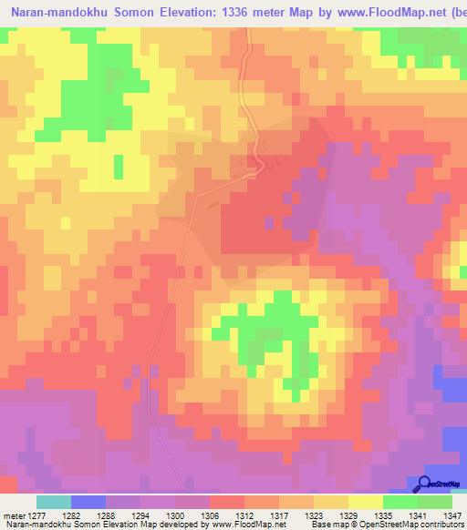 Naran-mandokhu Somon,Mongolia Elevation Map