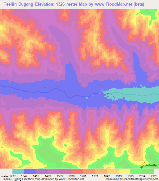 Teeliin Dugang,Mongolia Elevation Map