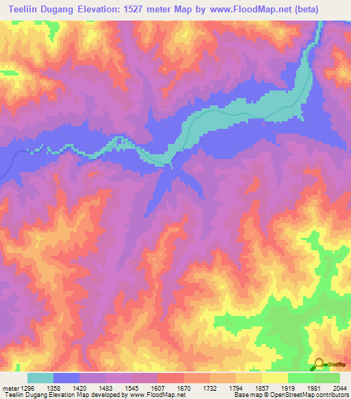 Teeliin Dugang,Mongolia Elevation Map
