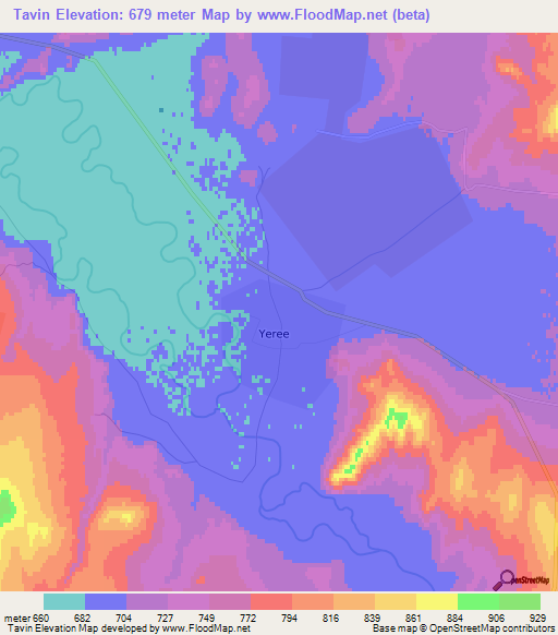 Tavin,Mongolia Elevation Map