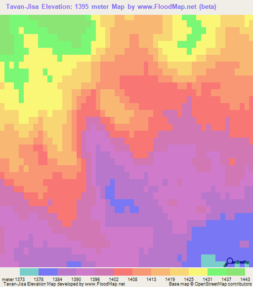 Tavan-Jisa,Mongolia Elevation Map