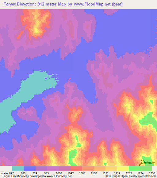 Taryat,Mongolia Elevation Map