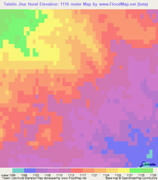 Talaiin Jisa Hural,Mongolia Elevation Map