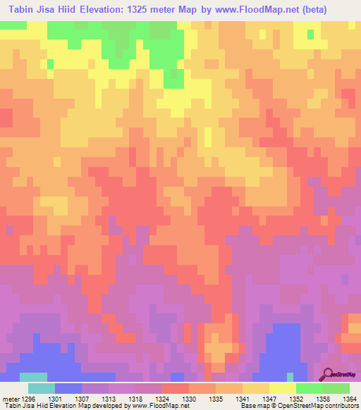 Tabin Jisa Hiid,Mongolia Elevation Map