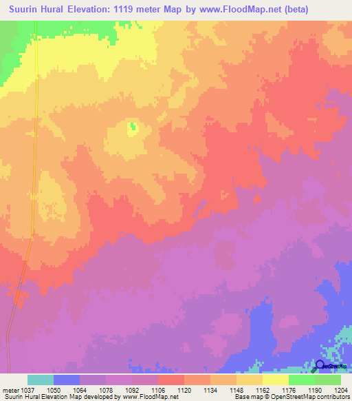 Suurin Hural,Mongolia Elevation Map