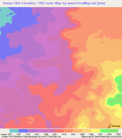 Suteyn Hiid,Mongolia Elevation Map