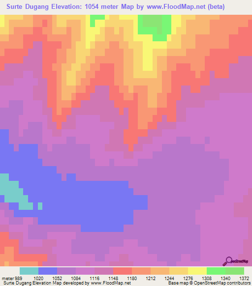 Surte Dugang,Mongolia Elevation Map