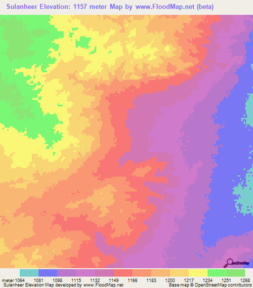 Sulanheer,Mongolia Elevation Map