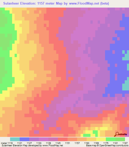 Sulanheer,Mongolia Elevation Map