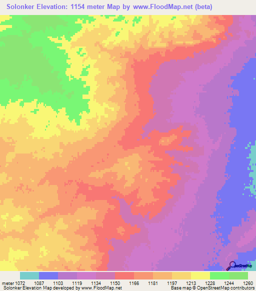 Solonker,Mongolia Elevation Map
