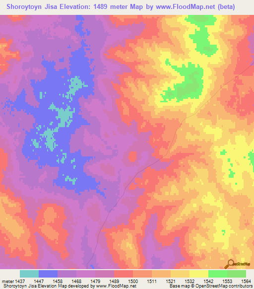 Shoroytoyn Jisa,Mongolia Elevation Map