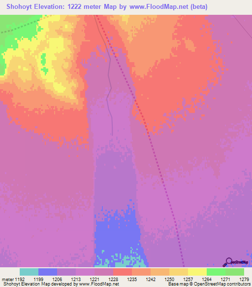 Shohoyt,Mongolia Elevation Map