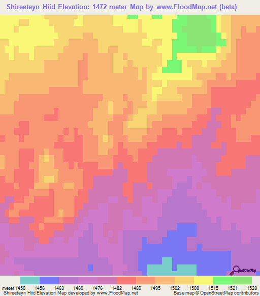 Shireeteyn Hiid,Mongolia Elevation Map