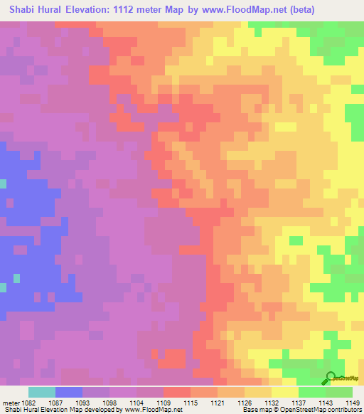 Shabi Hural,Mongolia Elevation Map