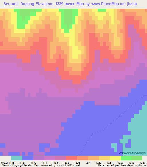 Seruunii Dugang,Mongolia Elevation Map