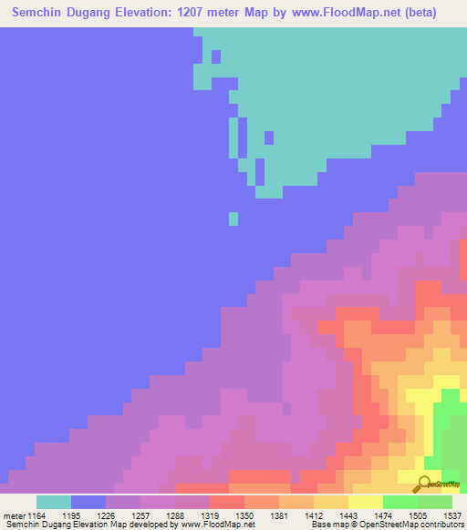 Semchin Dugang,Mongolia Elevation Map