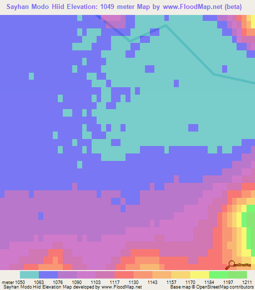 Sayhan Modo Hiid,Mongolia Elevation Map