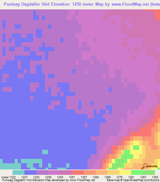 Puntsag Dagdaliin Hiid,Mongolia Elevation Map