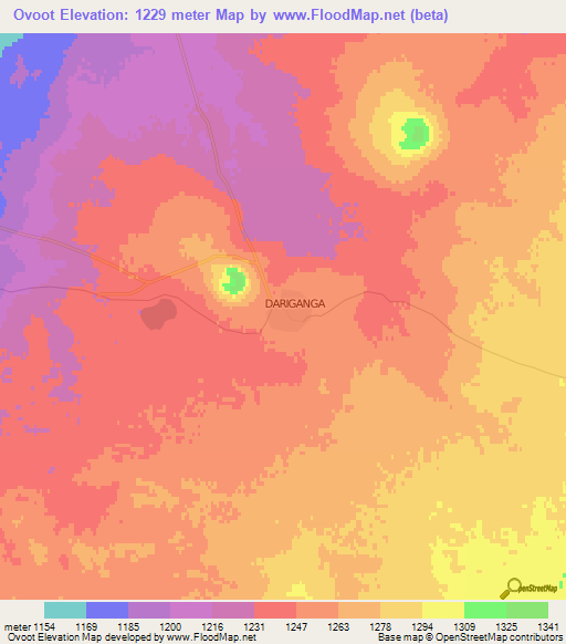 Ovoot,Mongolia Elevation Map