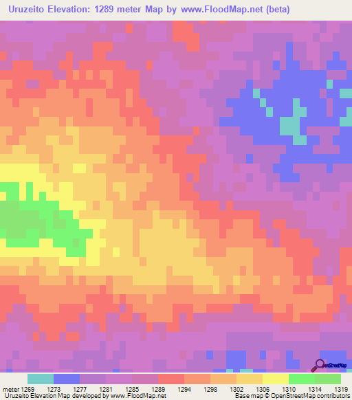 Uruzeito,Mongolia Elevation Map