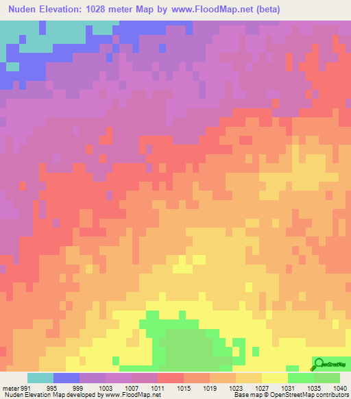 Nuden,Mongolia Elevation Map