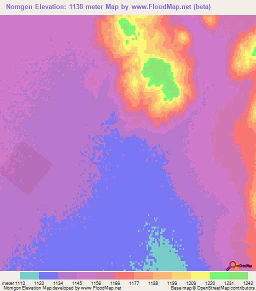 Nomgon,Mongolia Elevation Map