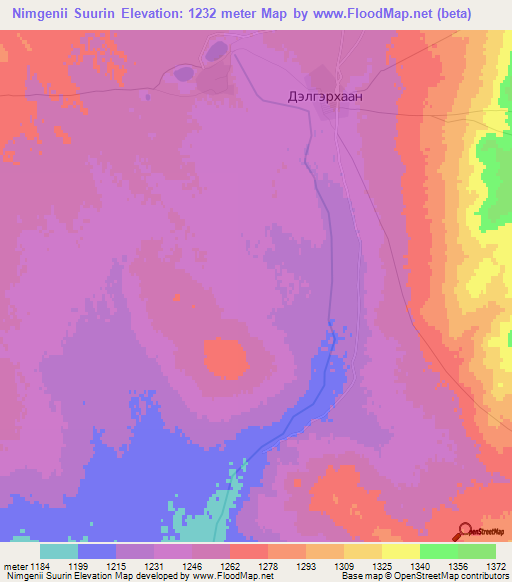 Nimgenii Suurin,Mongolia Elevation Map