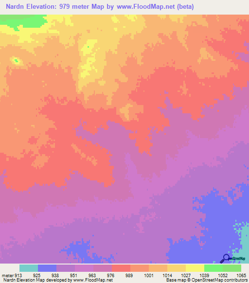 Nardn,Mongolia Elevation Map