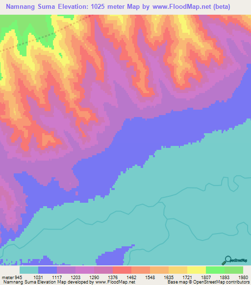 Namnang Suma,Mongolia Elevation Map