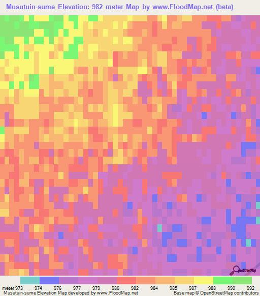 Musutuin-sume,Mongolia Elevation Map