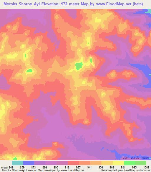 Moroks Shoroo Ayl,Mongolia Elevation Map