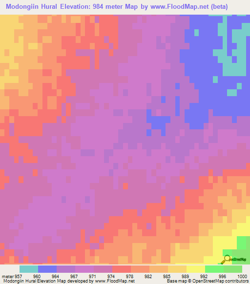 Modongiin Hural,Mongolia Elevation Map