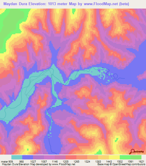 Maydan Dura,Mongolia Elevation Map