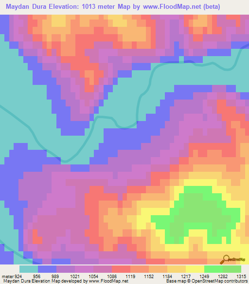 Maydan Dura,Mongolia Elevation Map