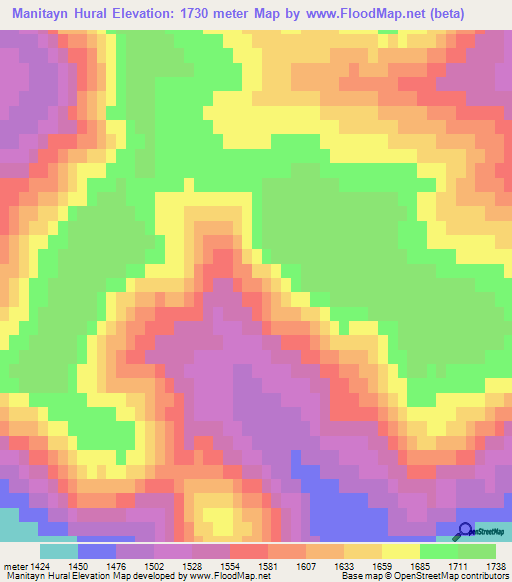Manitayn Hural,Mongolia Elevation Map