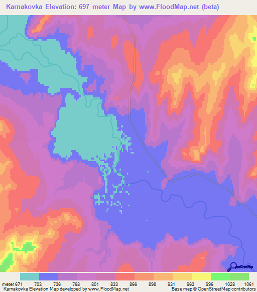 Karnakovka,Mongolia Elevation Map
