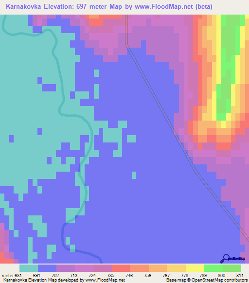 Karnakovka,Mongolia Elevation Map