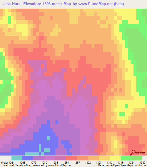 Jisa Hural,Mongolia Elevation Map