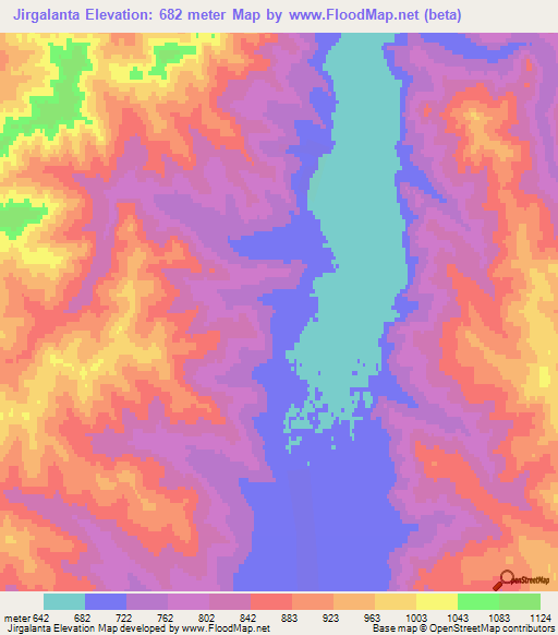 Jirgalanta,Mongolia Elevation Map