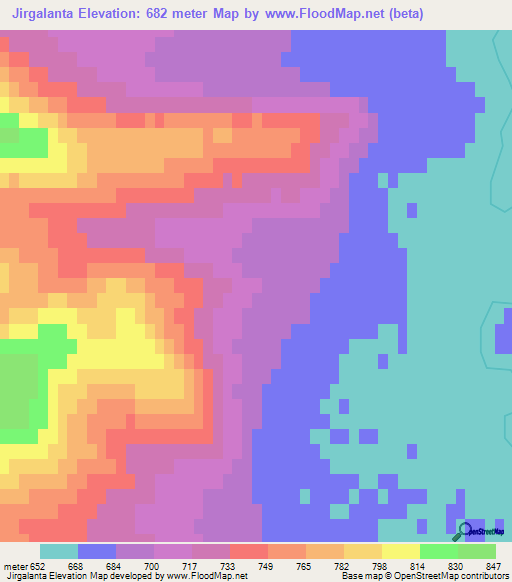 Jirgalanta,Mongolia Elevation Map