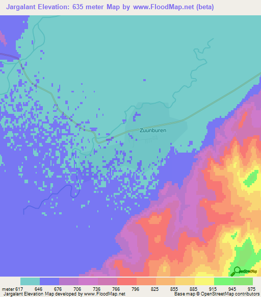 Jargalant,Mongolia Elevation Map