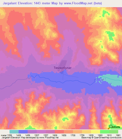 Jargalant,Mongolia Elevation Map