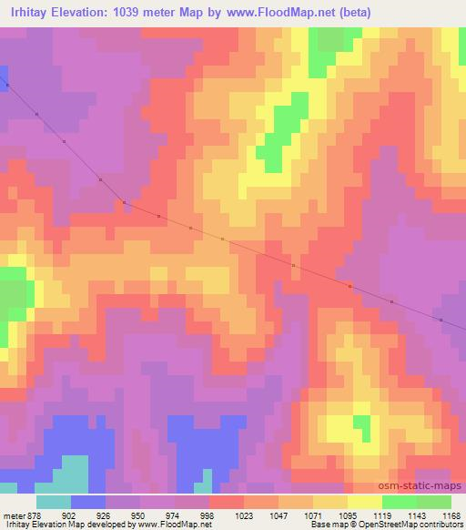 Irhitay,Mongolia Elevation Map