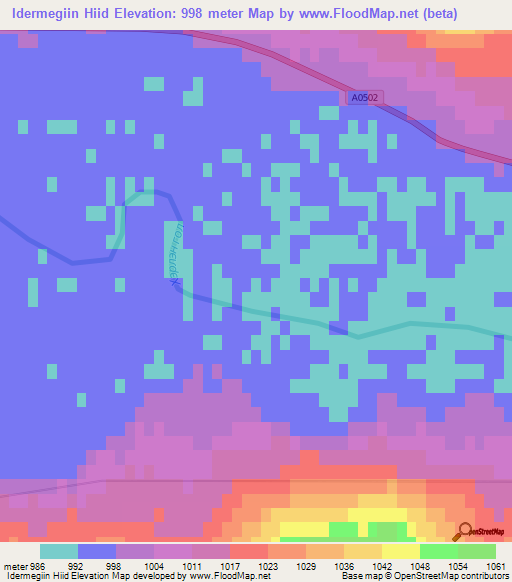 Idermegiin Hiid,Mongolia Elevation Map
