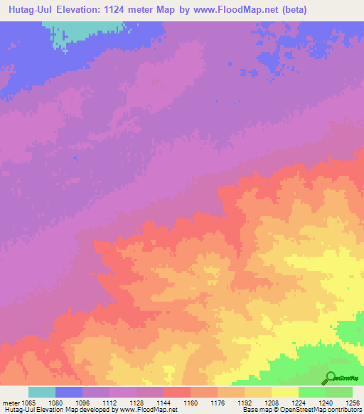 Hutag-Uul,Mongolia Elevation Map