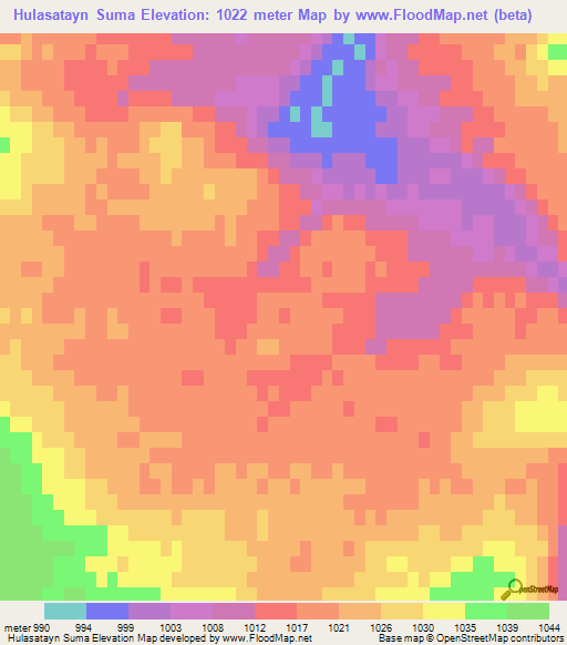 Hulasatayn Suma,Mongolia Elevation Map